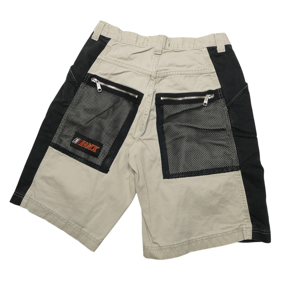 Lee Pipes Cargo Shorts Mens 30 Beige Black BMX Bike Mesh Zip Pockets 11 Inseam‎